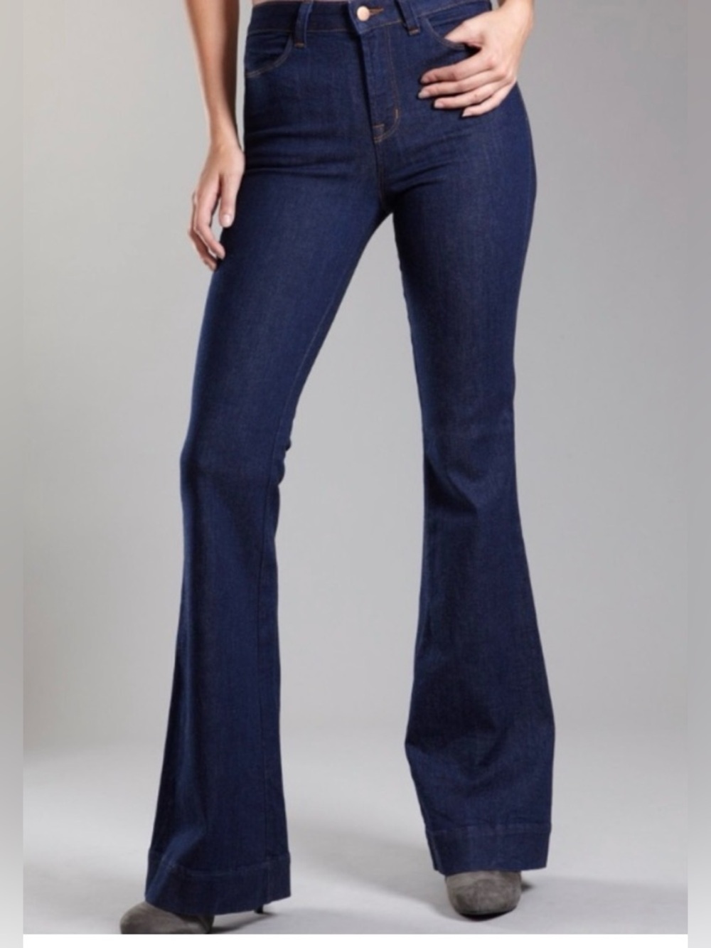 J Brand The Doll High Rise Flare Jeans Size 29 Dark Wash 4-Way Stretch - Picture 3 of 10